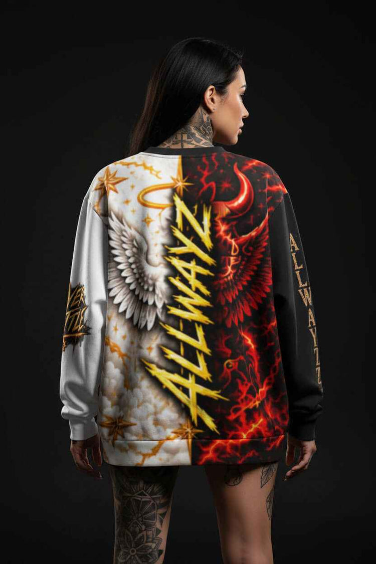 ALLWAYZ Angel Demon Oversized Sweatshirt Streetwear Style - We Rise Above