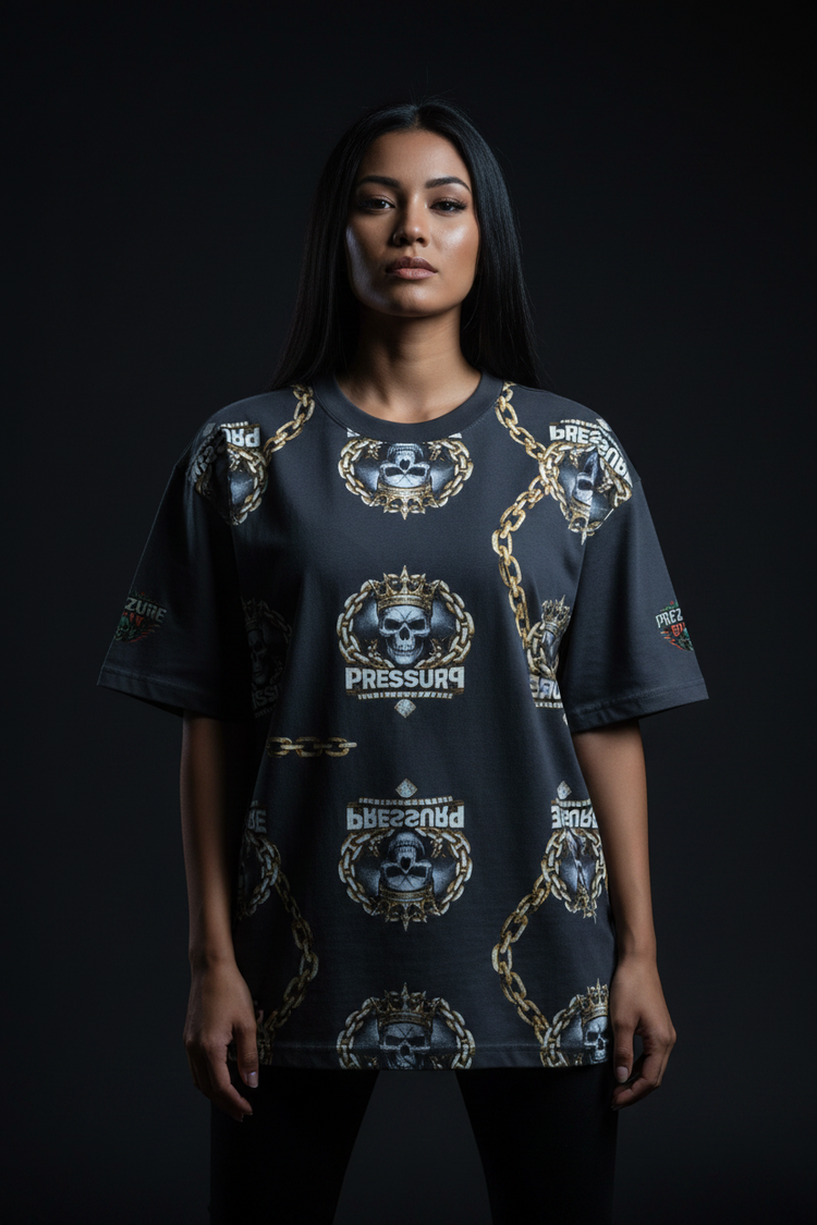 Chain Gang Oversized Faded T-Shirt | Heavyweight Streetwear Tee - We Rise Above