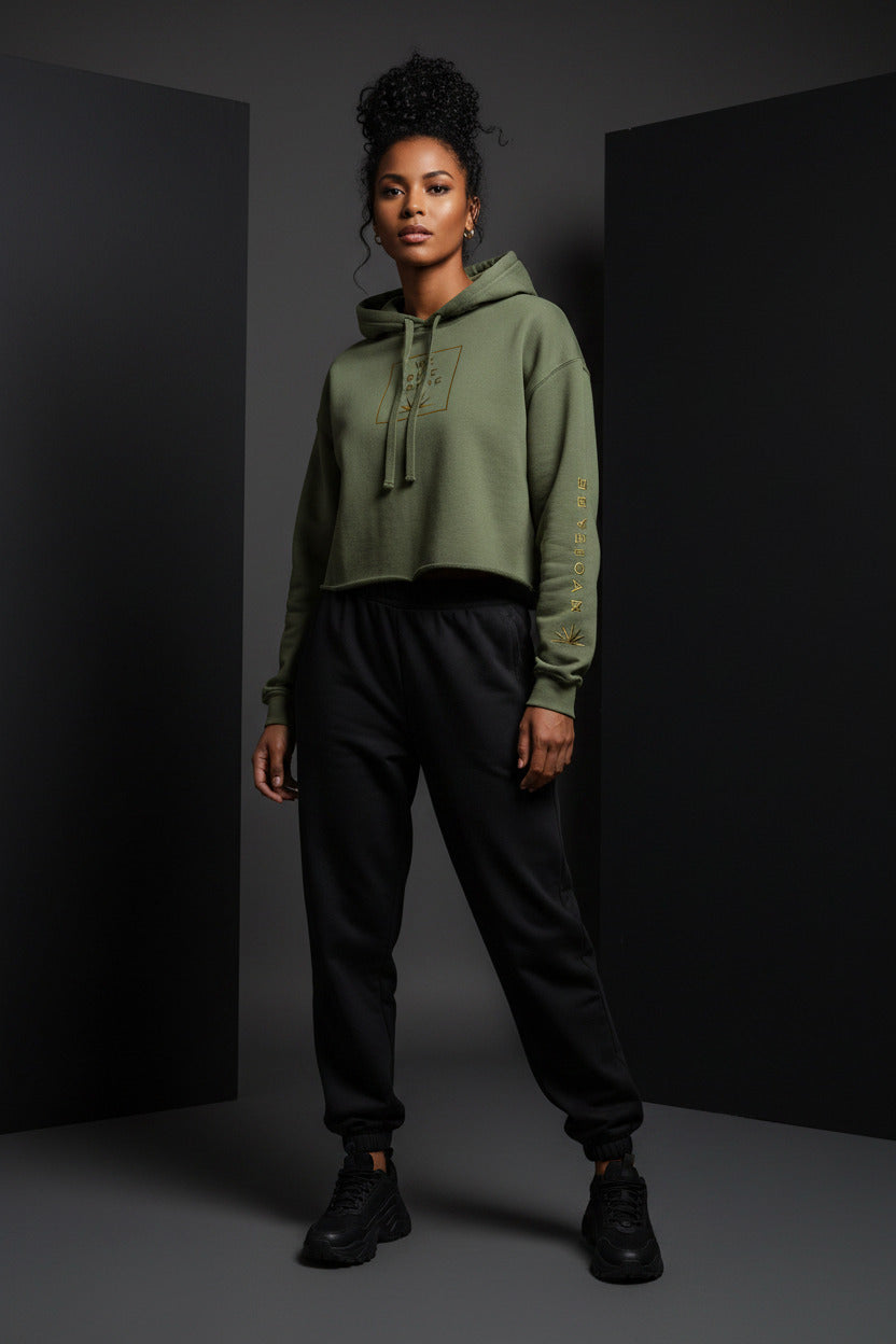 Darkest Nights Crop Hoodie - Streetwear Graphic Top - We Rise Above