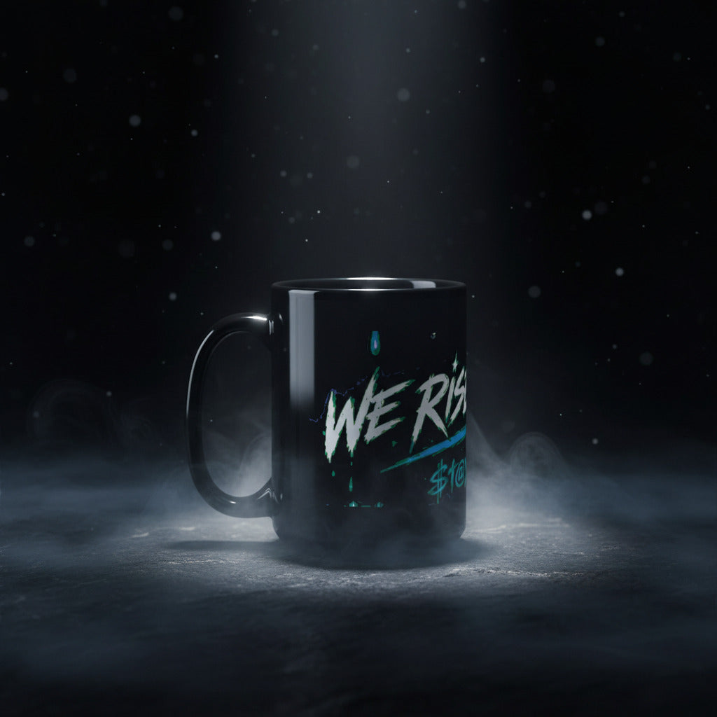 STAY FRESCO Black Glossy Mug | Streetwear Drinkware - We Rise Above