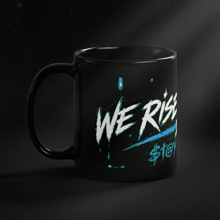 STAY FRESCO Black Glossy Mug | Streetwear Drinkware - We Rise Above