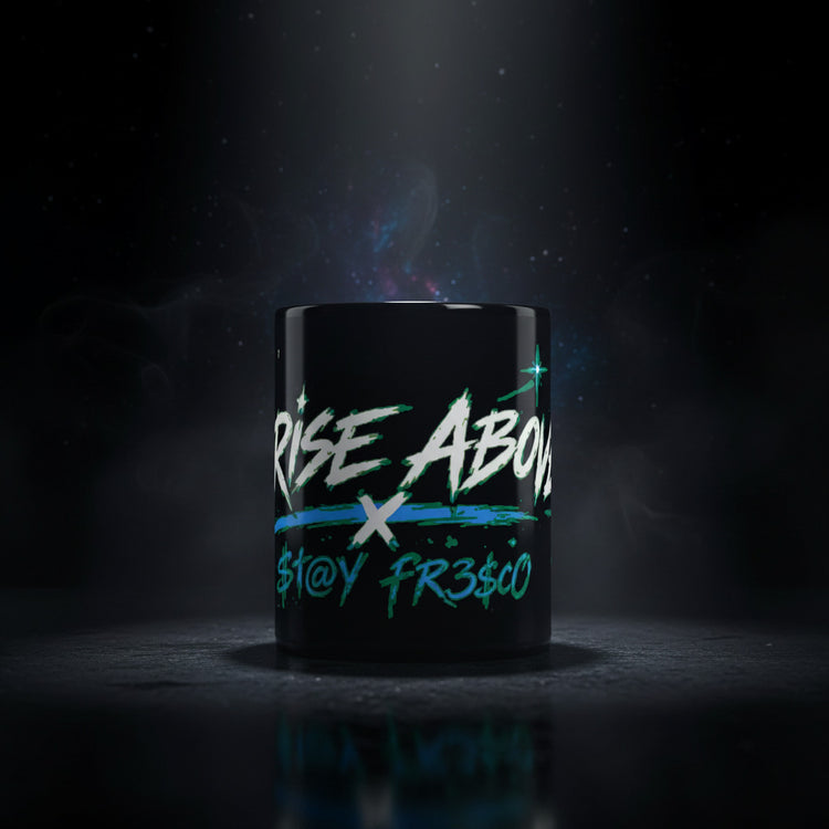STAY FRESCO Black Glossy Mug | Streetwear Drinkware - We Rise Above